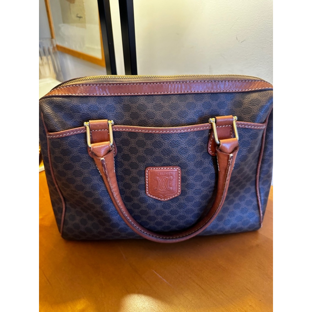 Celine Brown Macadam Boston Handbag - Picture 3 of 15